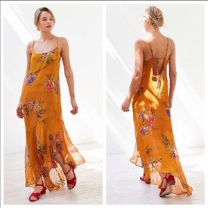 Ecoté Golden Floral Asymmetrical Dress - NWOT
